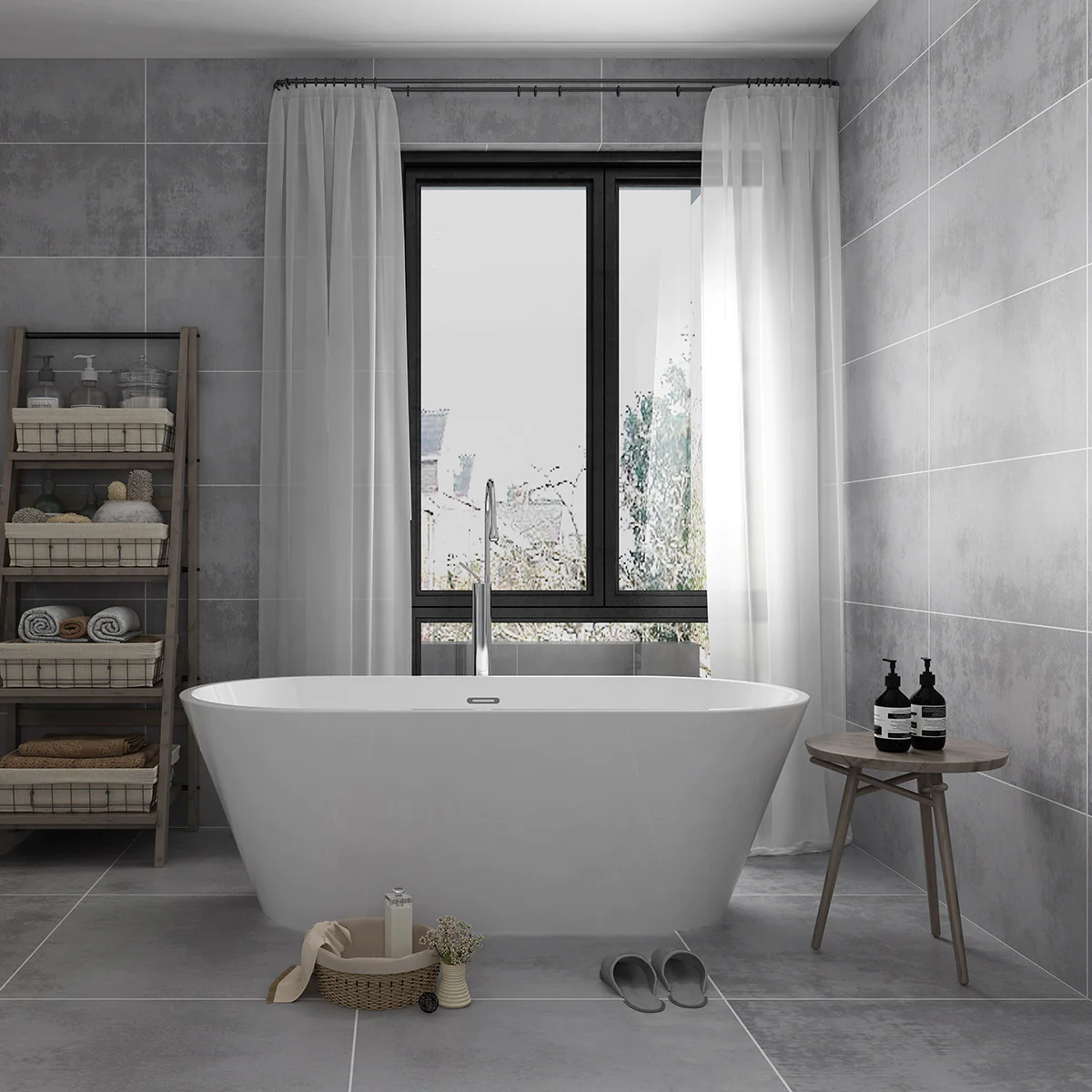 Skysea- Freestanding Soaking Acrylic Bathtub - Bathtub