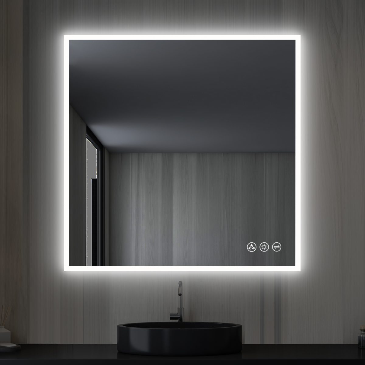 Beta 36″x36″ LED Mirror with Frosted Sides - Led Mirrors